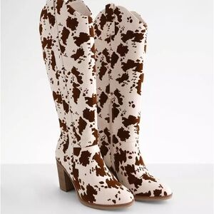 Lorayne Cow Print Tall Boot